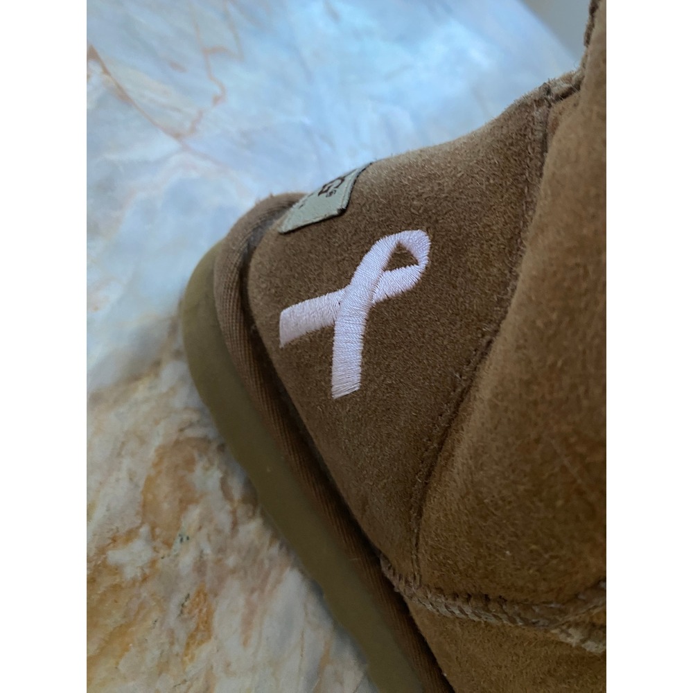 UGG Australia Classic Short Chestnut Suede Pink Ribbon Breast Cancer Boots - Picture 12 of 16